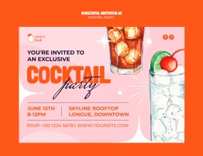 鸡尾酒派对邀请模板A5